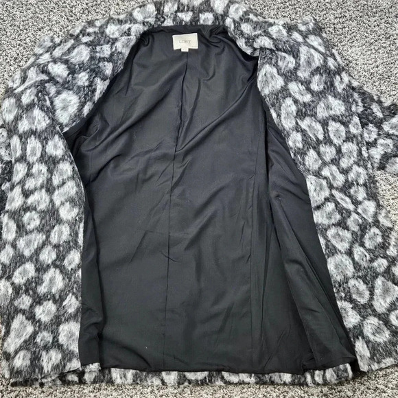 Loft Womens Gray‎ Leopard Spotted Moto Coat Asymmetric Zip Wool Blend size SP - Picture 11 of 11